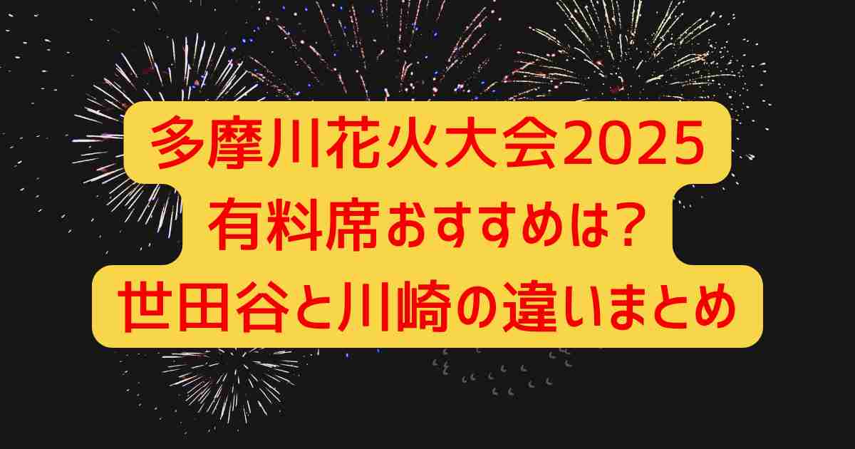 多摩川花火大会2025有料席おすすめは?世田谷と川崎の違いまとめ