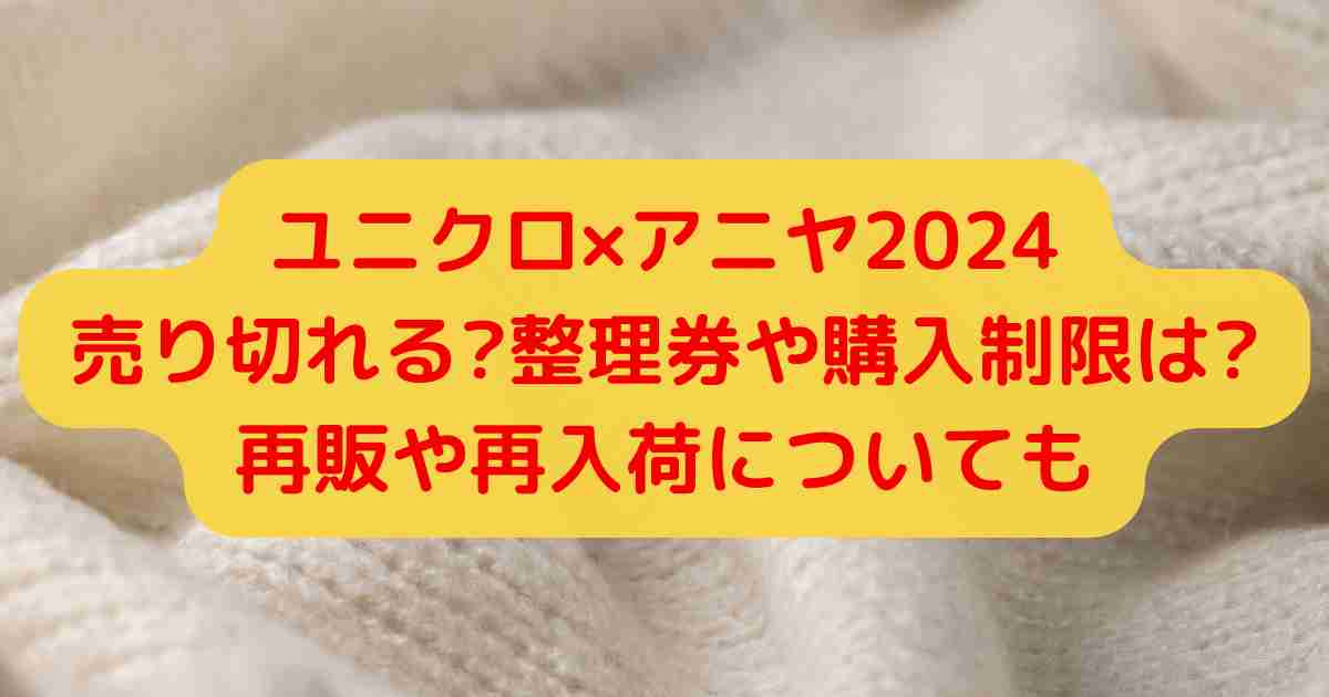 ユニクロ×アニヤ2024売り切れる?整理券や購入制限は?再販や再入荷についても